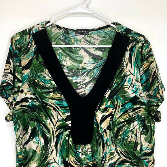 Judith Green Printed V-Neck Blouse Women’s - Picture 2 of 6